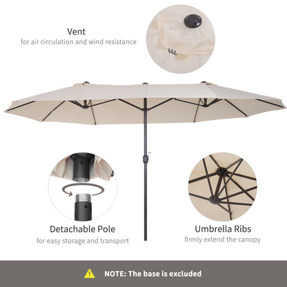 Beige 4.6m Double Garden Parasol