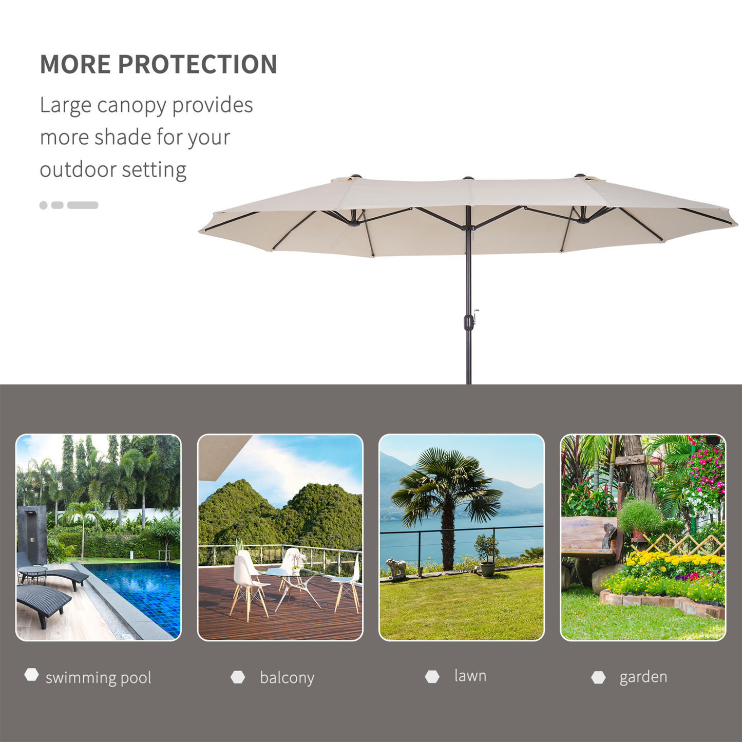 Beige 4.6m Double Garden Parasol