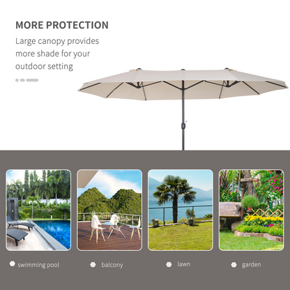 Beige 4.6m Double Garden Parasol