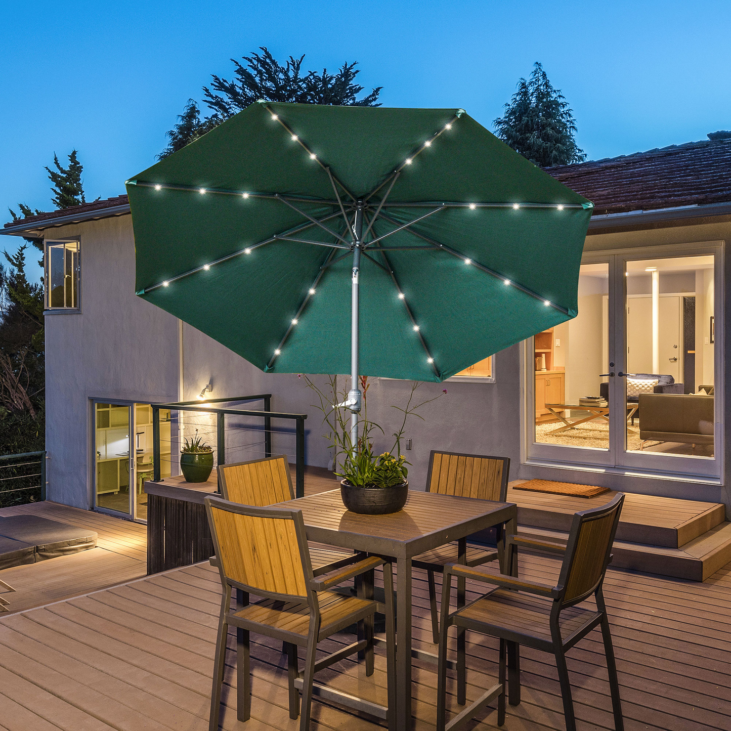 Green LED Patio Garden Umbrella