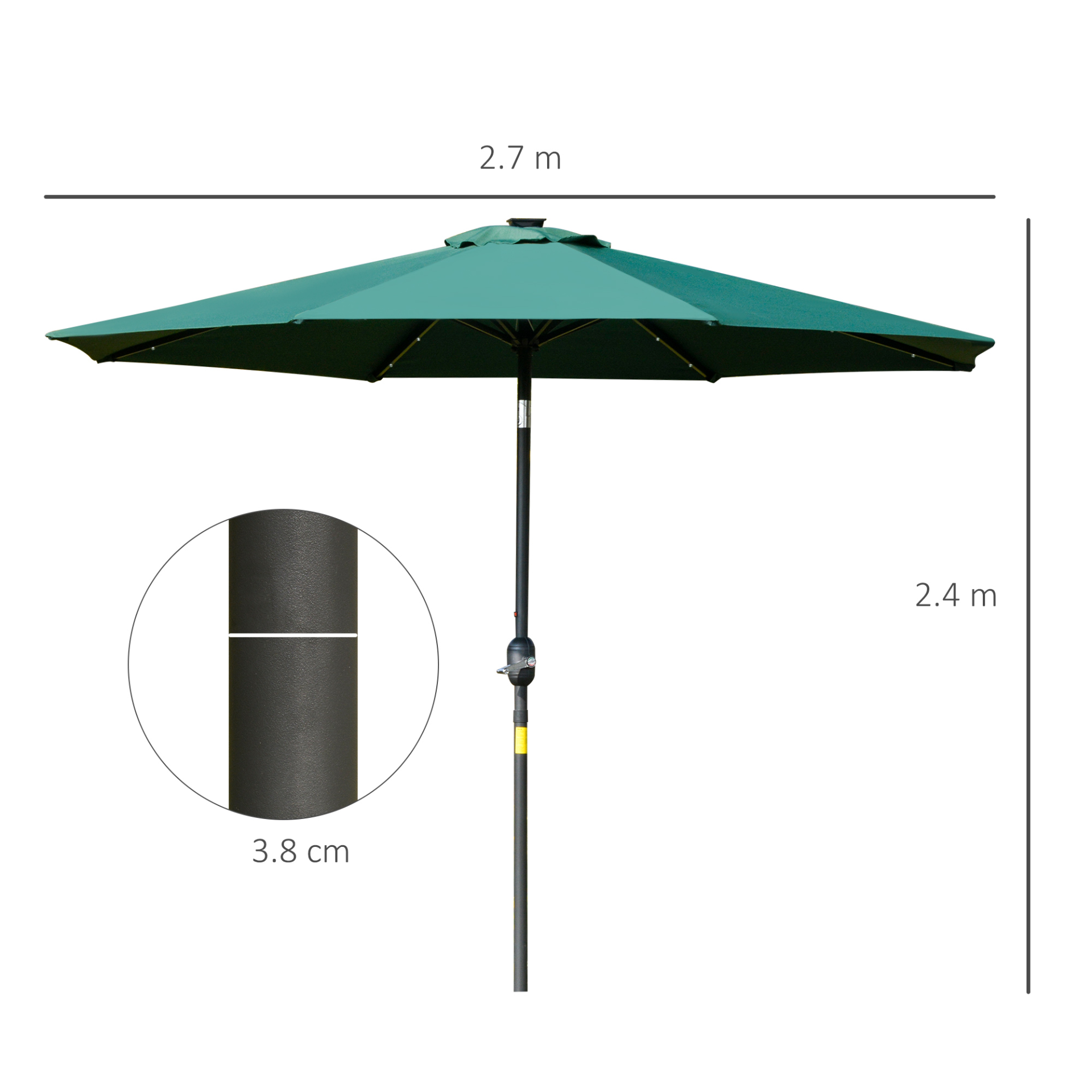 Green LED Patio Garden Umbrella