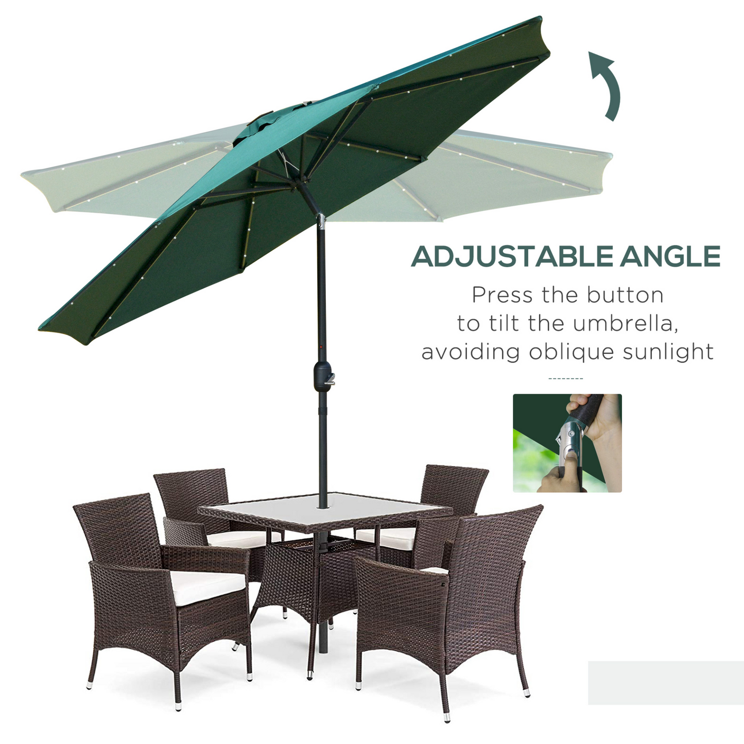 Green LED Patio Garden Umbrella