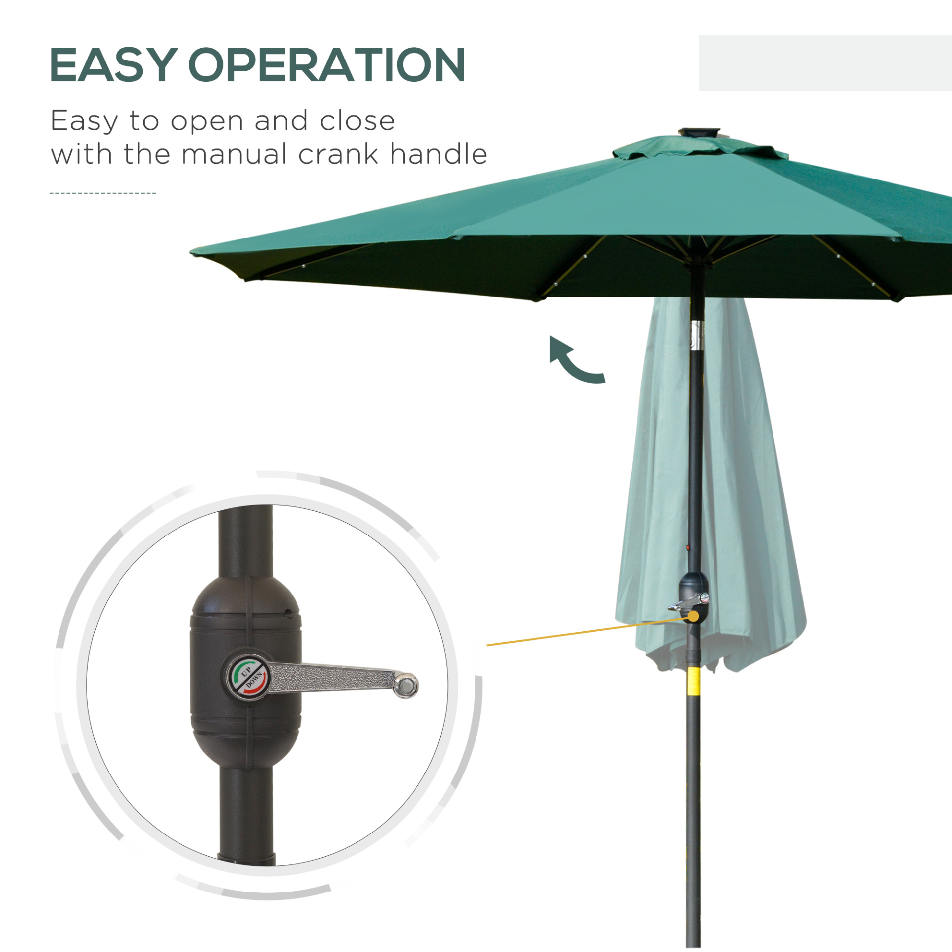 Green LED Patio Garden Umbrella