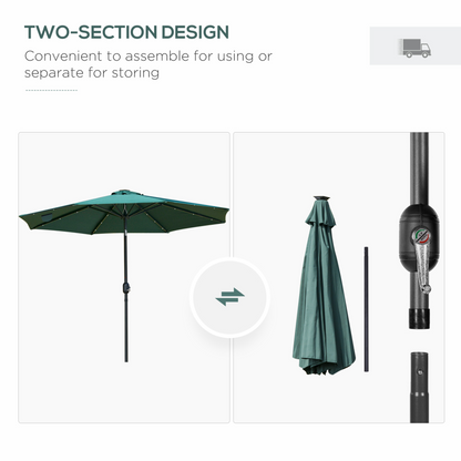 Green LED Patio Garden Umbrella