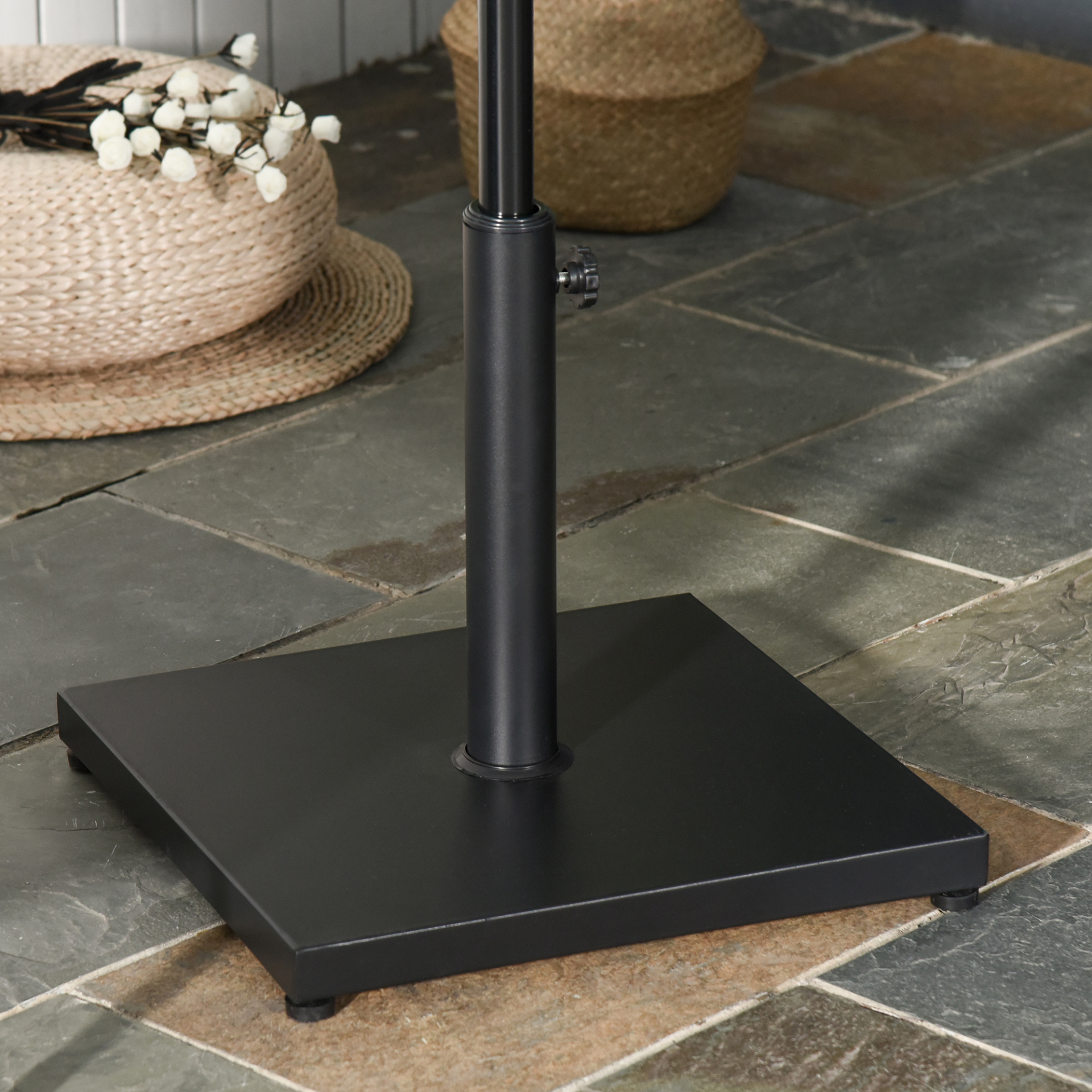 Black Steel Square Parasol Stand Base