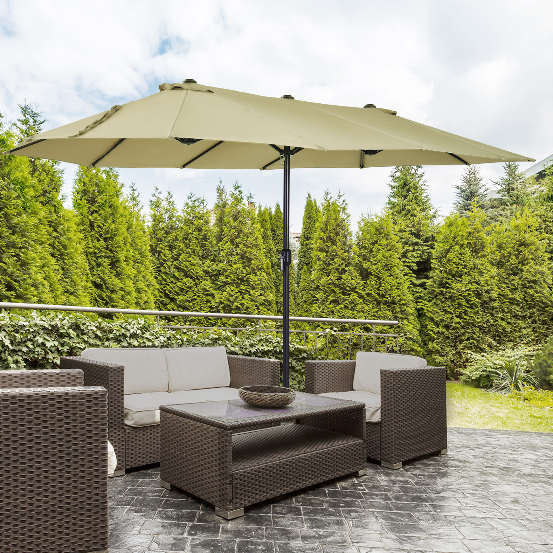 Tan 4.6m Double Garden Parasol