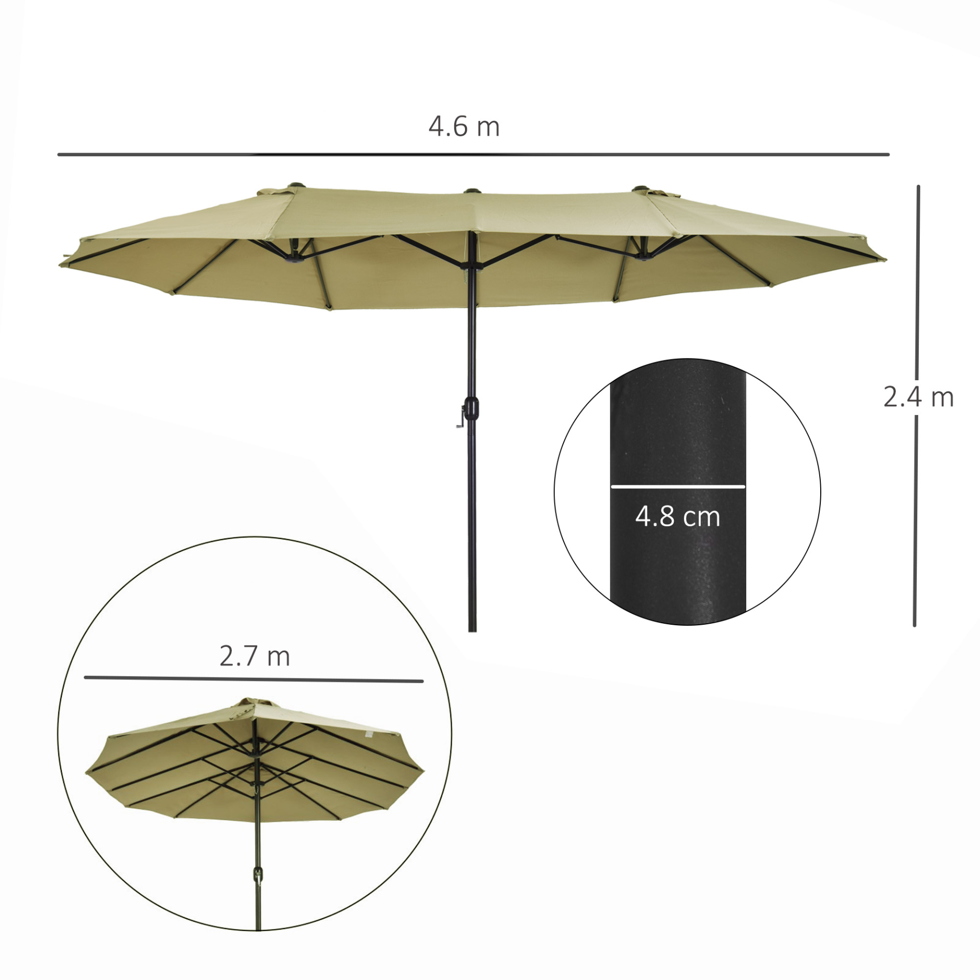 Tan 4.6m Double Garden Parasol