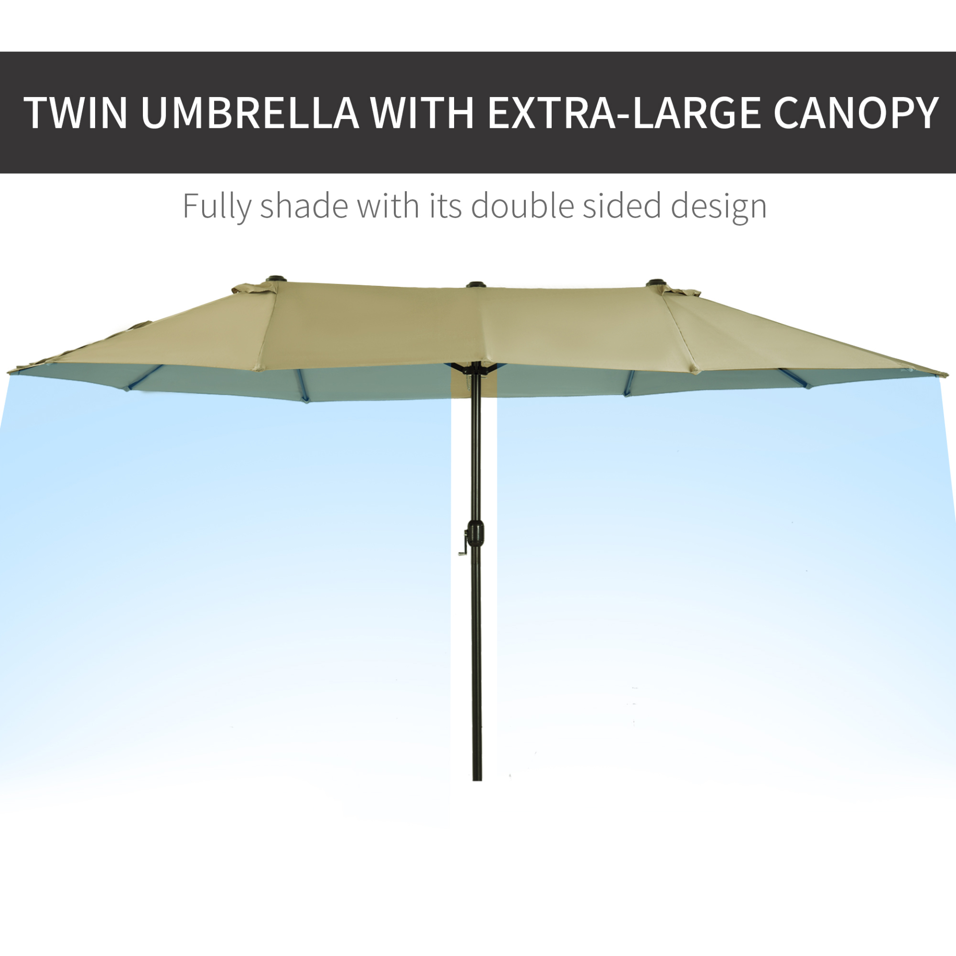 Tan 4.6m Double Garden Parasol