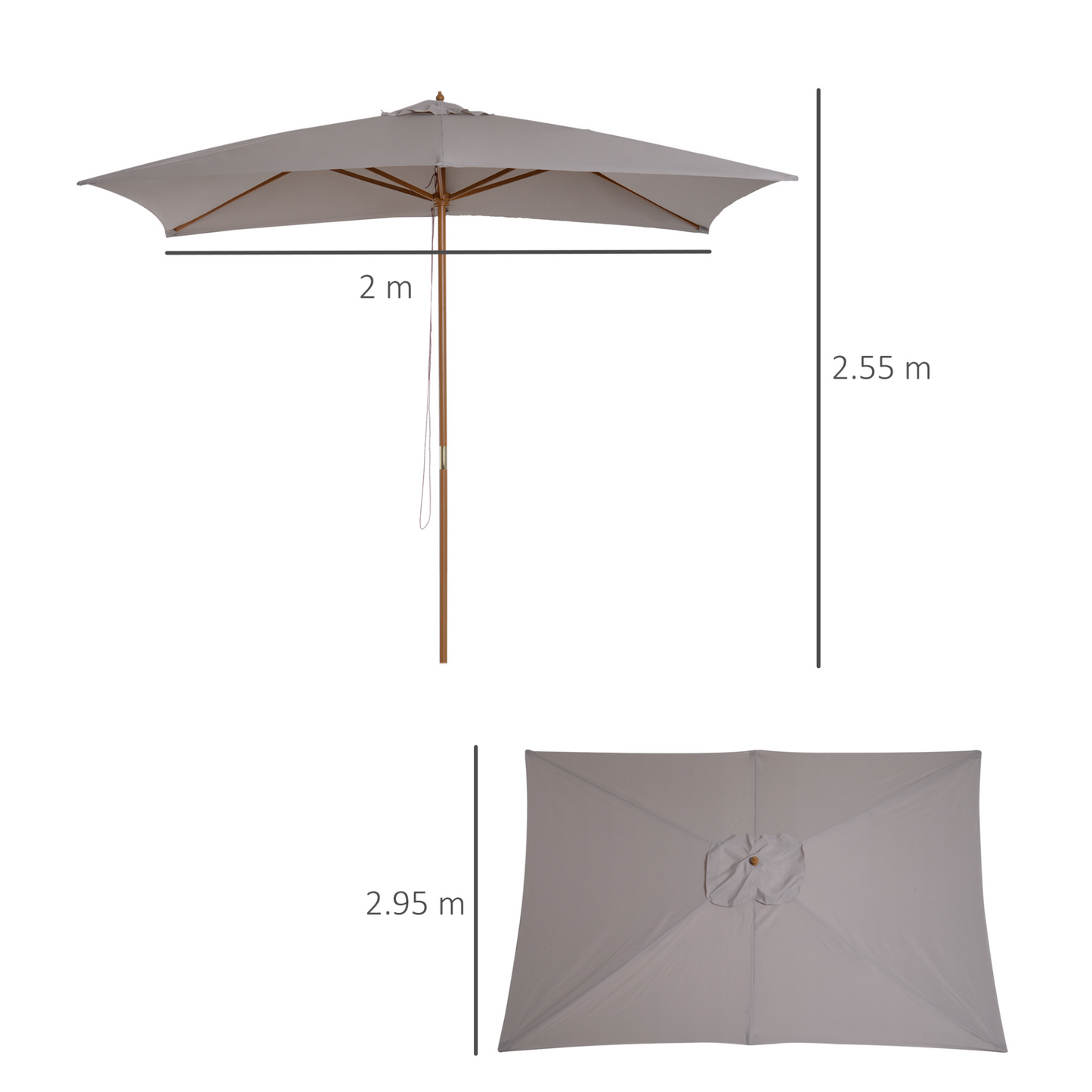 Light Grey Wooden Parasol