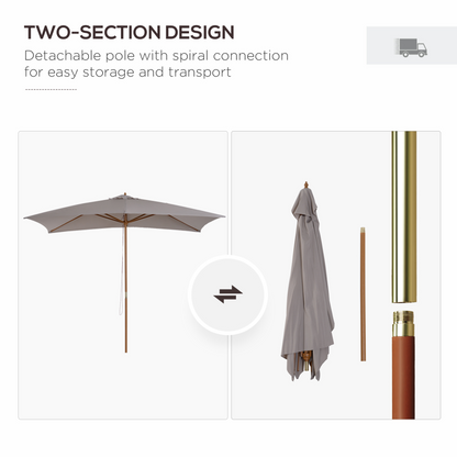 Light Grey Wooden Parasol