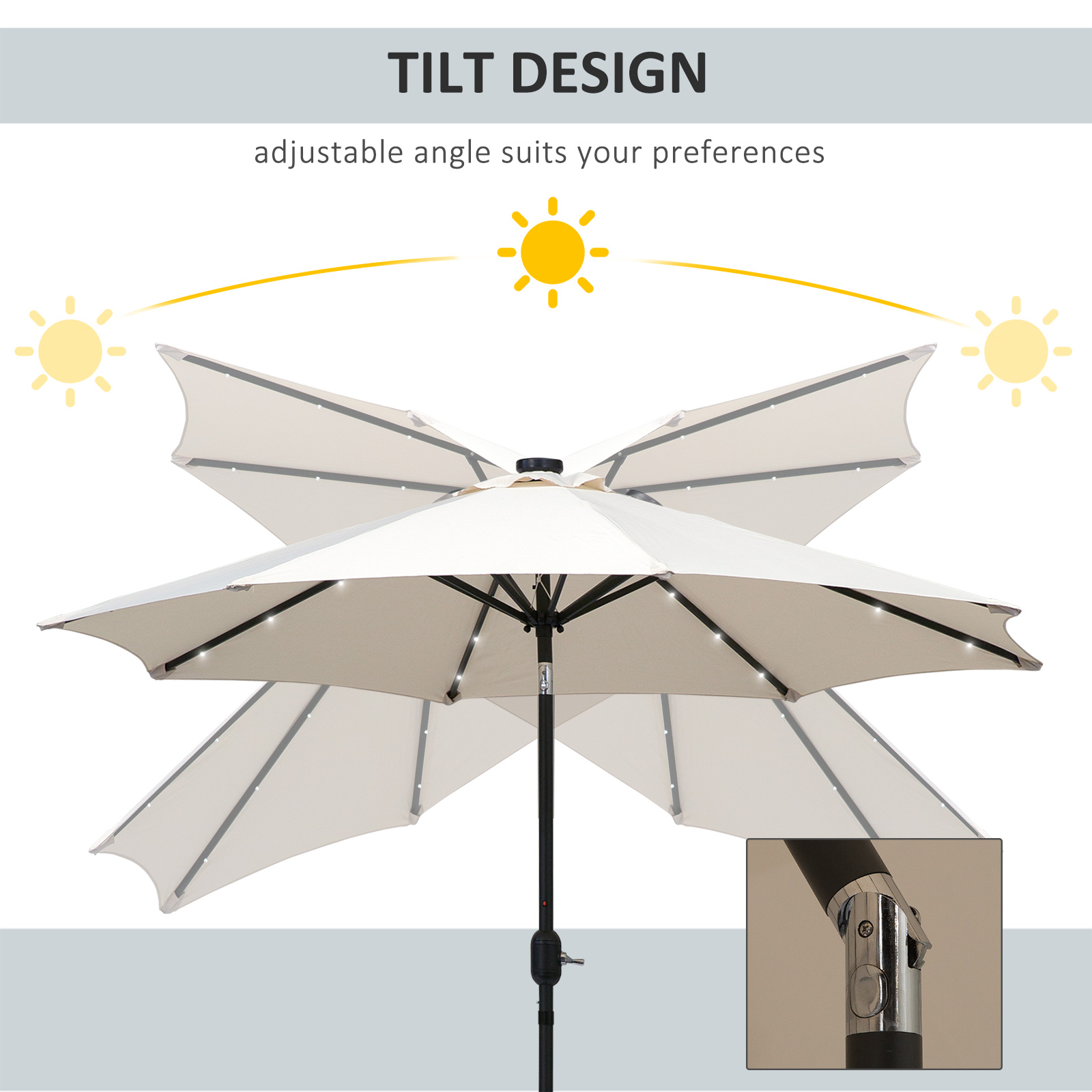 Cream 2.7m Patio Garden Umbrella