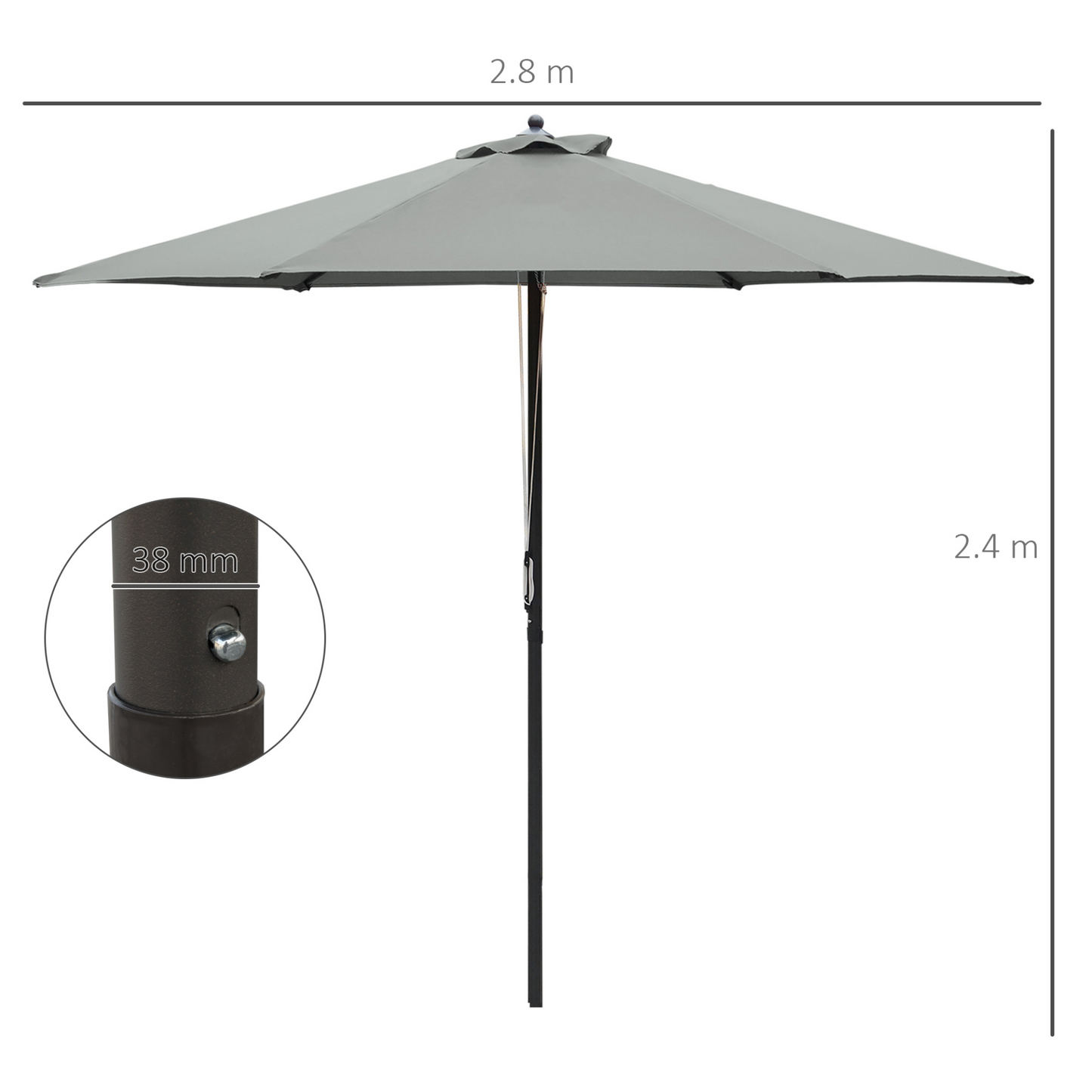 Dark Grey 2.8m Patio Parasols