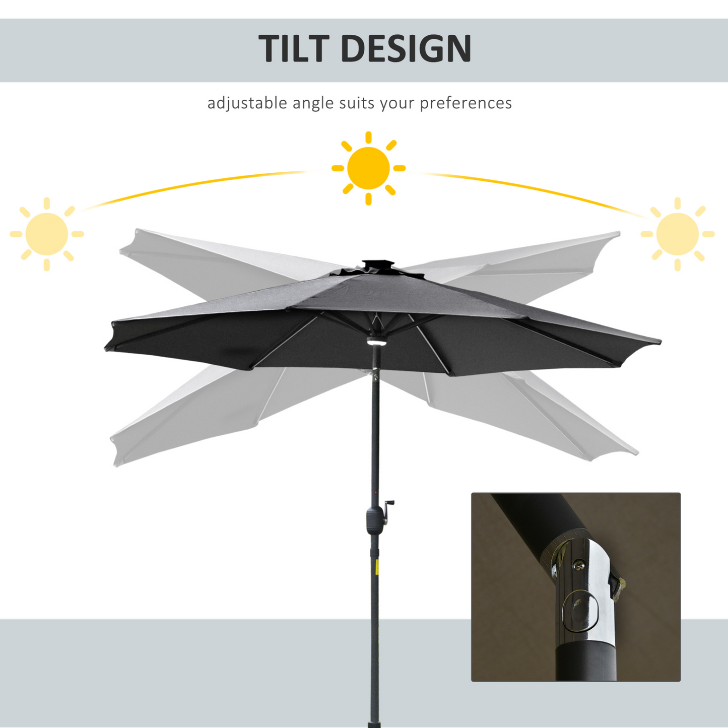 Grey 2.7m Garden Parasol