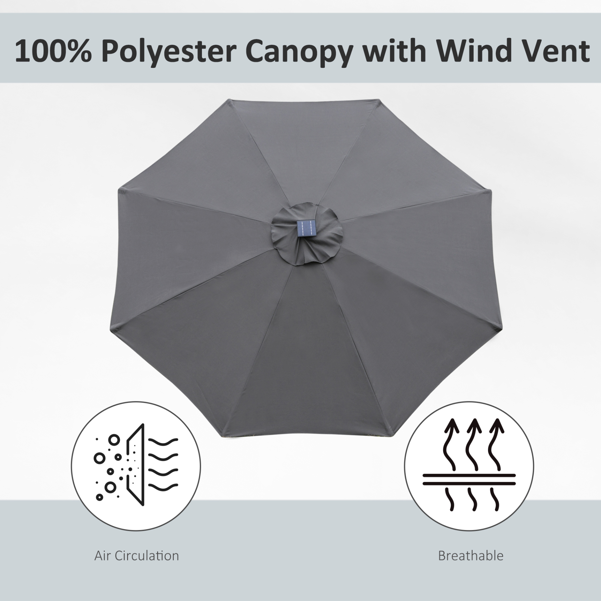 Grey 2.7m Garden Parasol