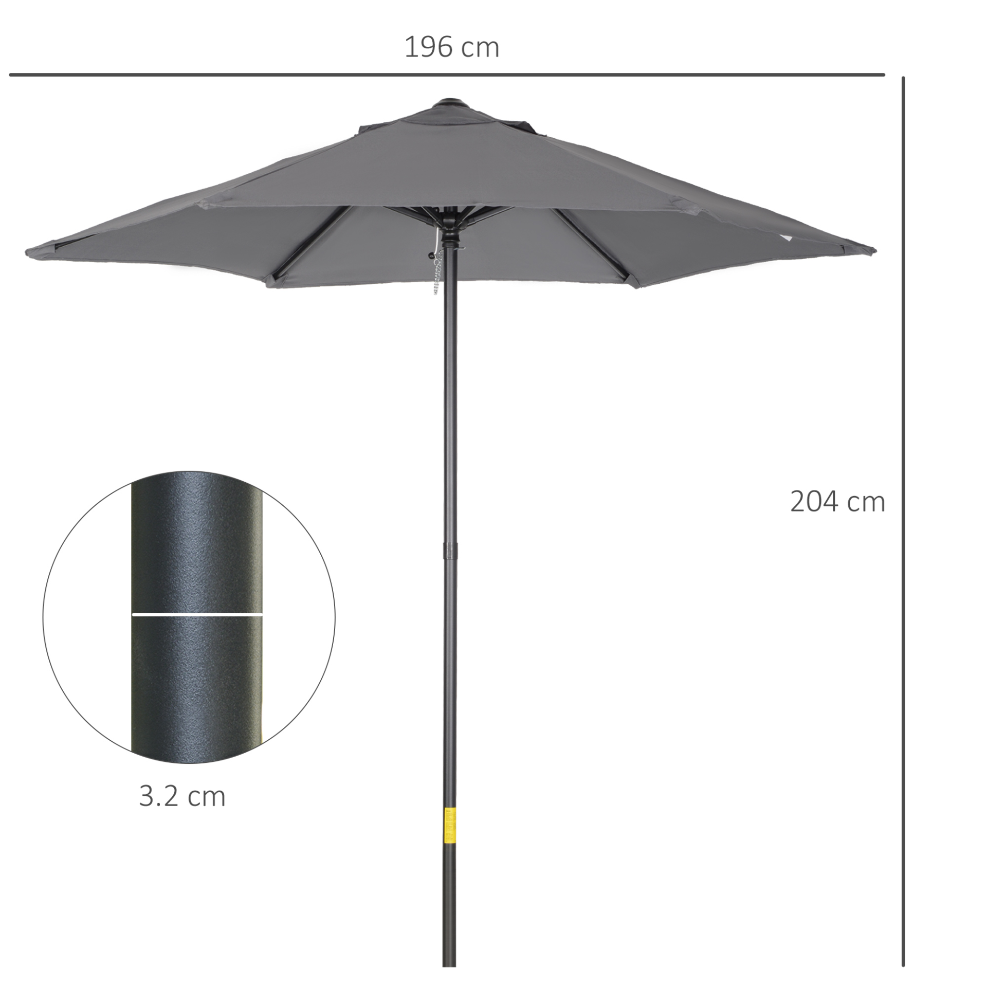 Dark Grey 2m Patio Parasols