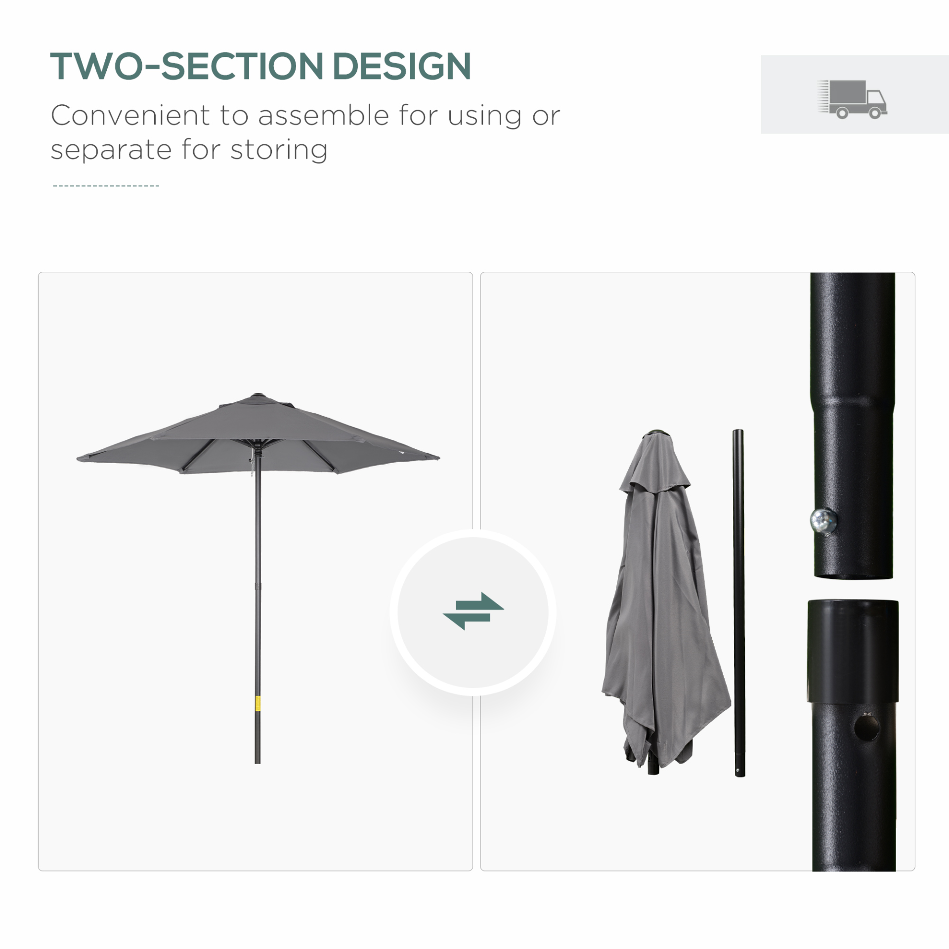 Dark Grey 2m Patio Parasols