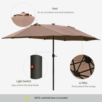 Khaki 4.4m Double-Sided Sun Umbrella