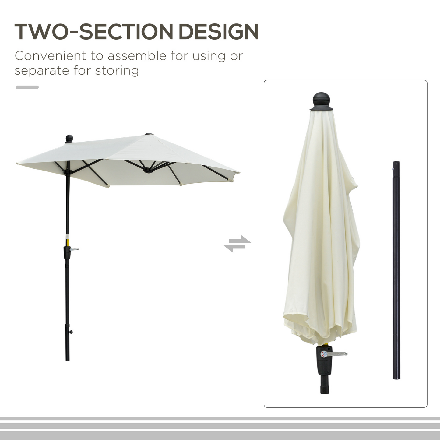 Cream White Half Parasol