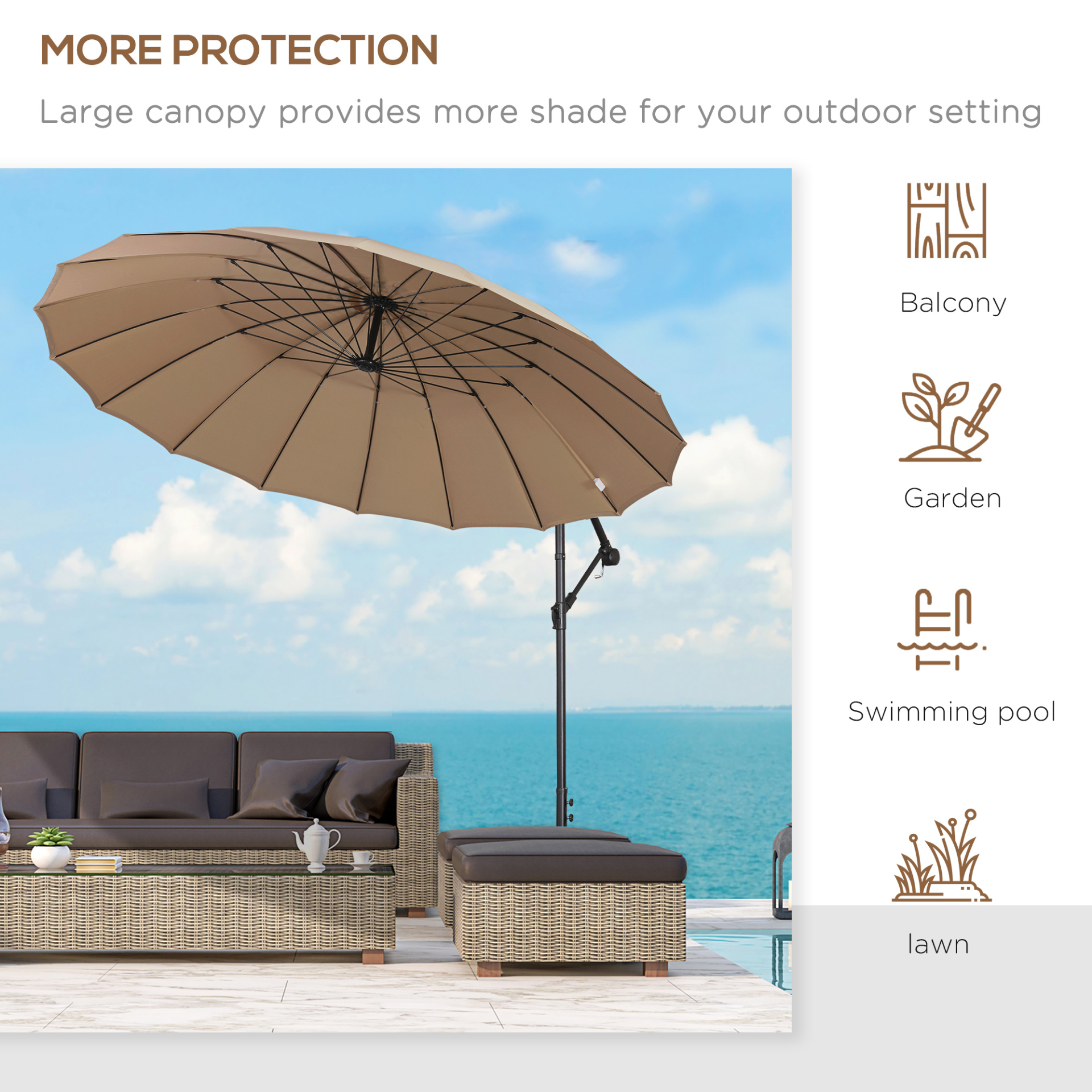 Beige Cantilever Shanghai Parasol