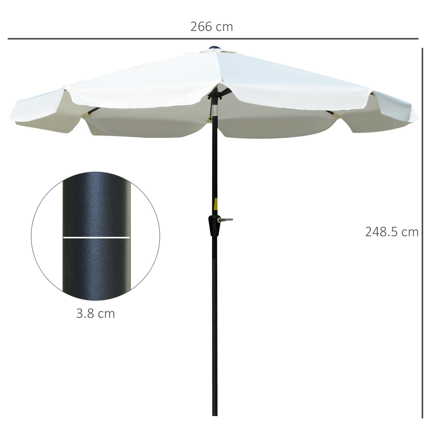 White 2.7m Patio Parasol