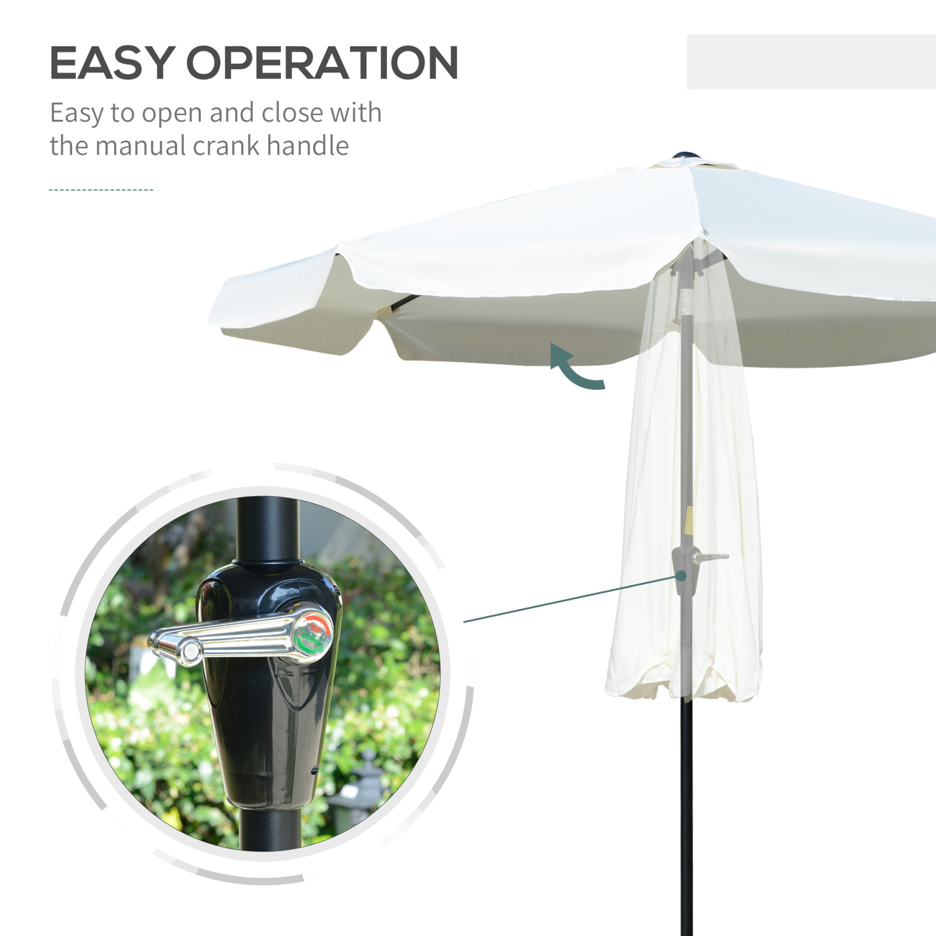 White 2.7m Patio Parasol