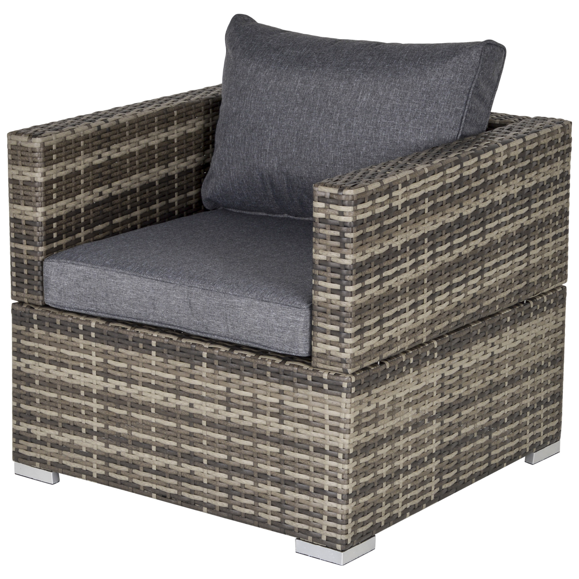 Deep Grey Single Rattan Sofa Chair