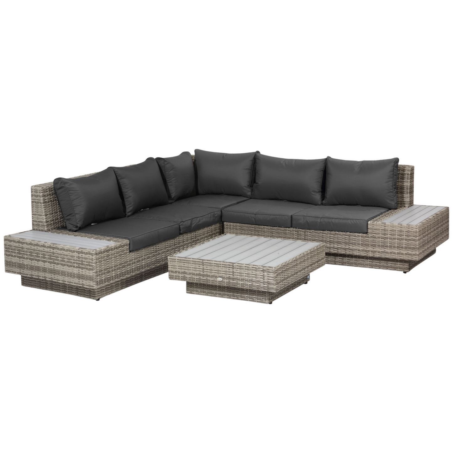 Sectional Rattan Corner Sofa and Coffee Table Set 