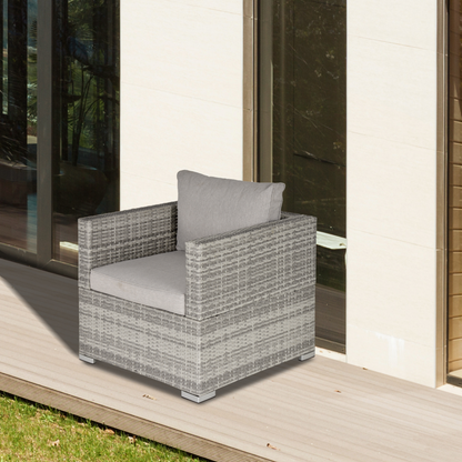 Grey Single Rattan Sofa Chair