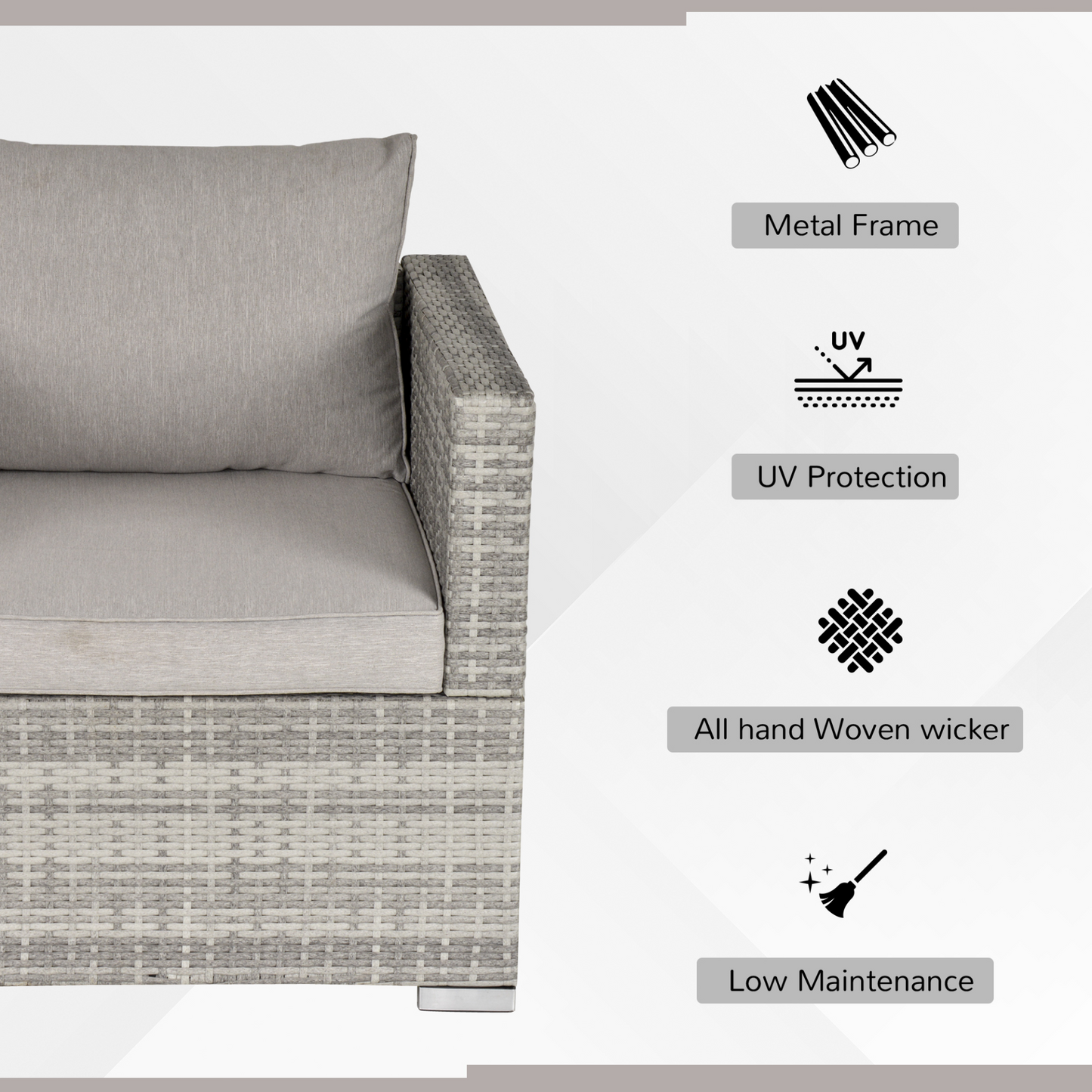 Grey Single Rattan Sofa Chair