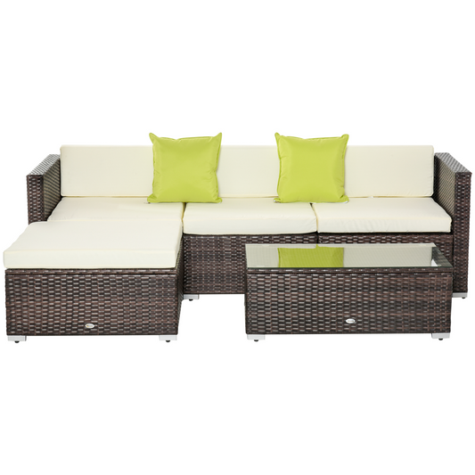 5PC Brown Rattan Furniture Set 