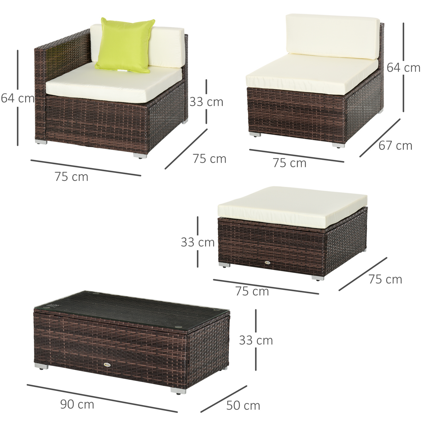 5PC Brown Rattan Furniture Set 