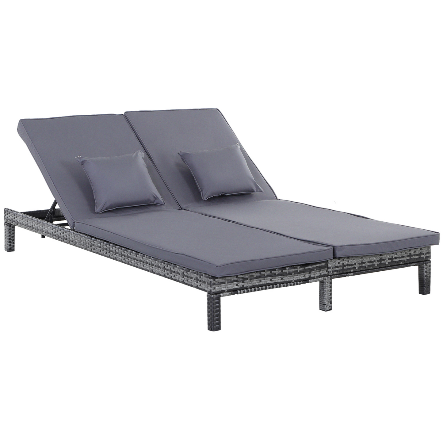 Grey Garden Double Rattan Sun Lounger