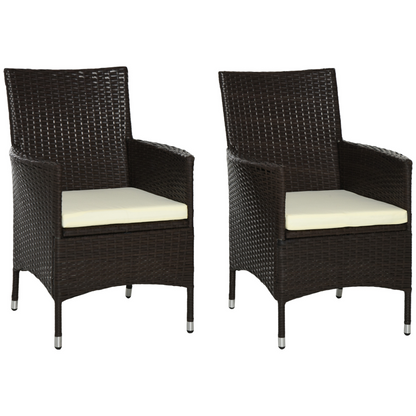  2 PC Deep Coffee Rattan Armchair