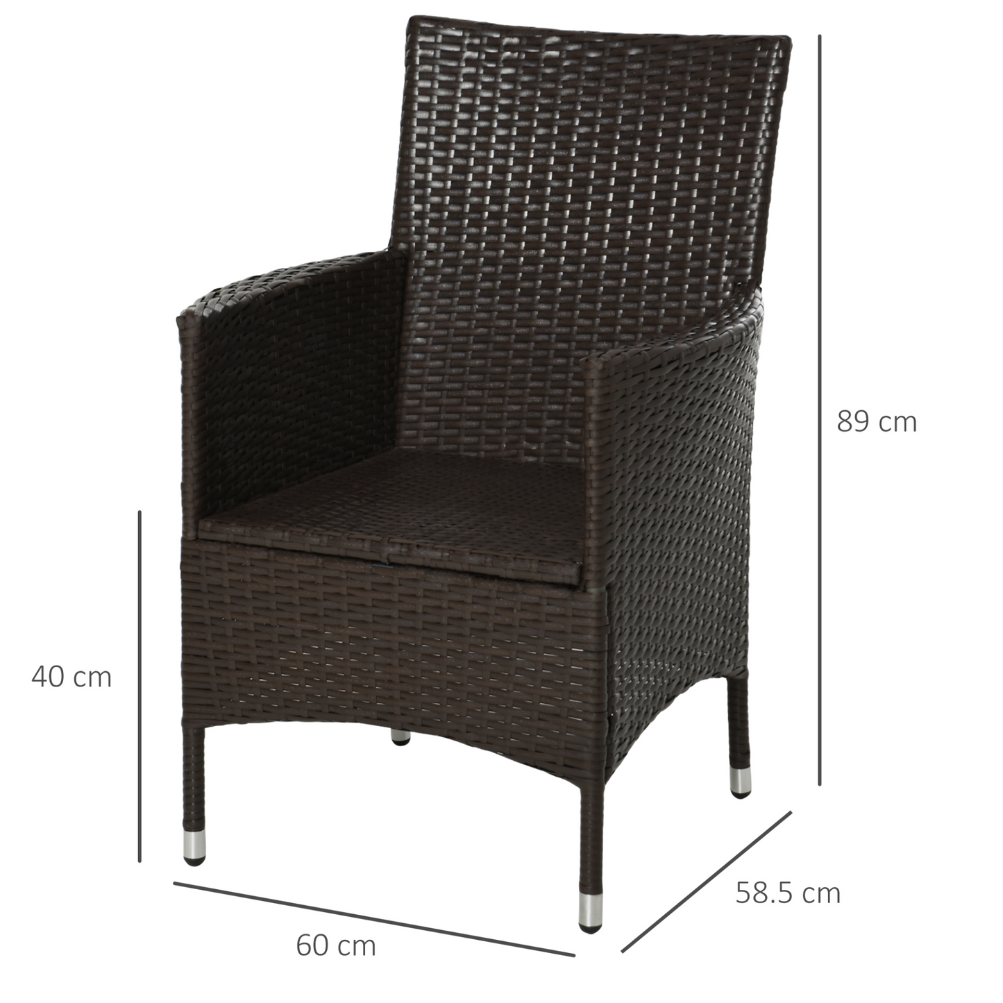  2 PC Deep Coffee Rattan Armchair