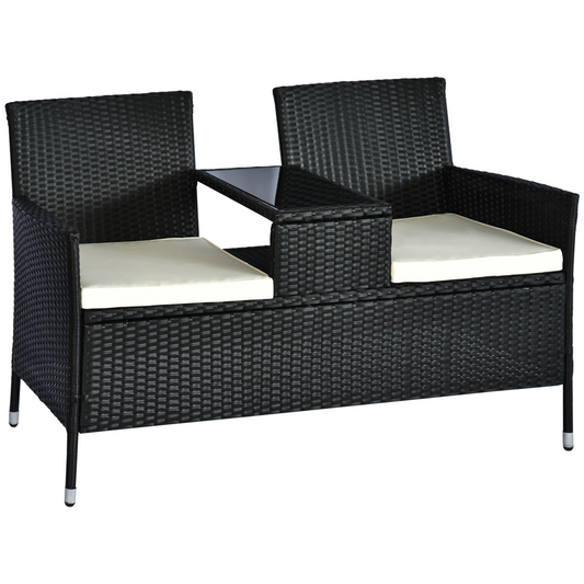  2 Seater Black Rattan Campanion Chair