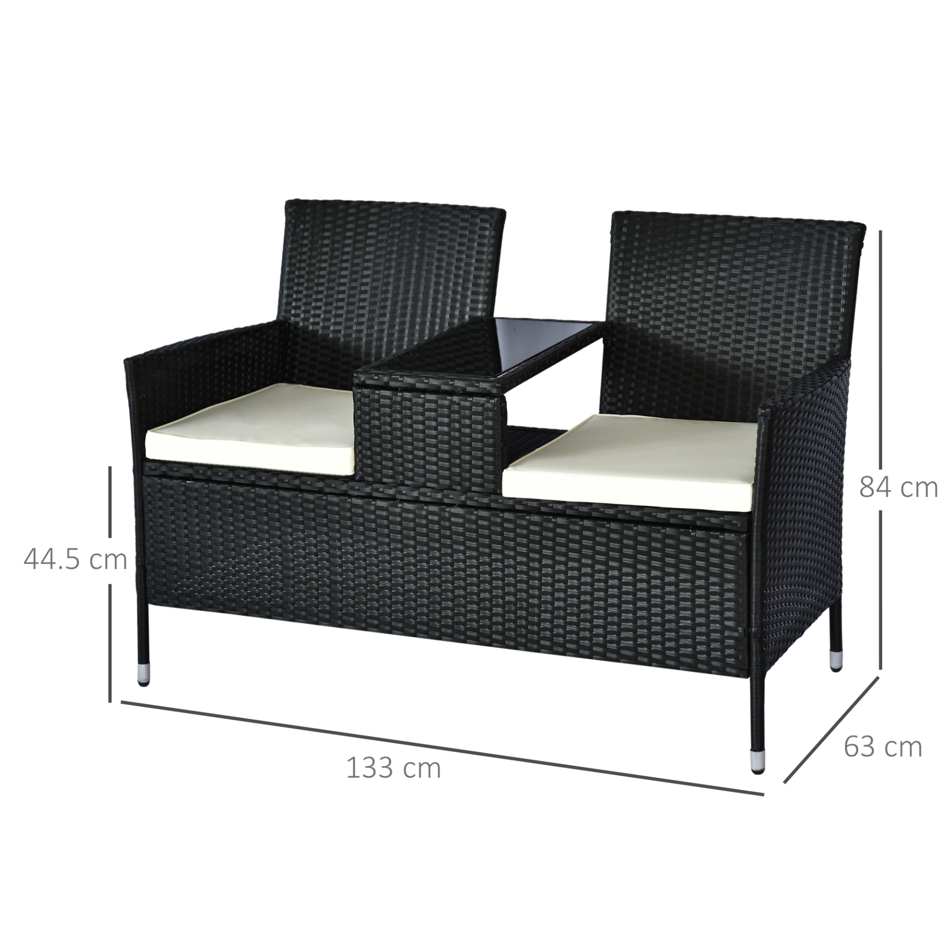  2 Seater Black Rattan Campanion Chair