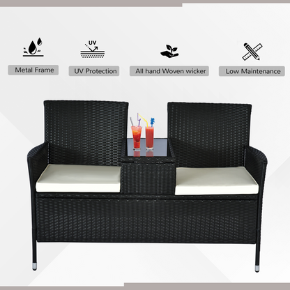  2 Seater Black Rattan Campanion Chair