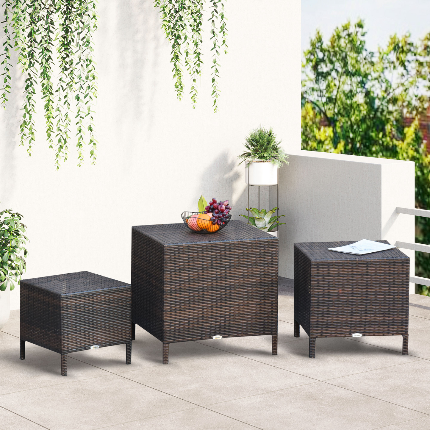 Rattan Garden Furniture 3 PCs Nest of Tables