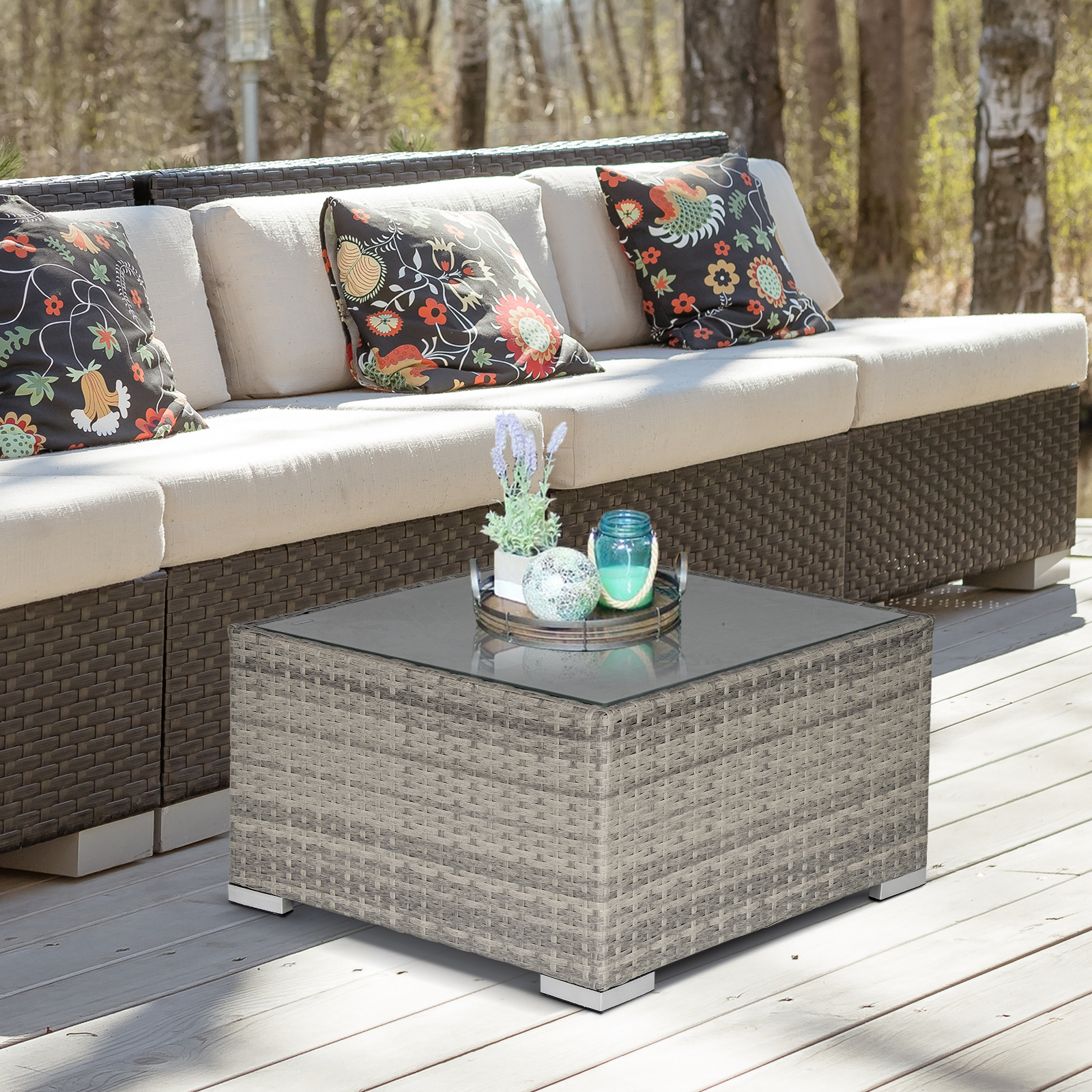 Grey Rattan Coffee Table