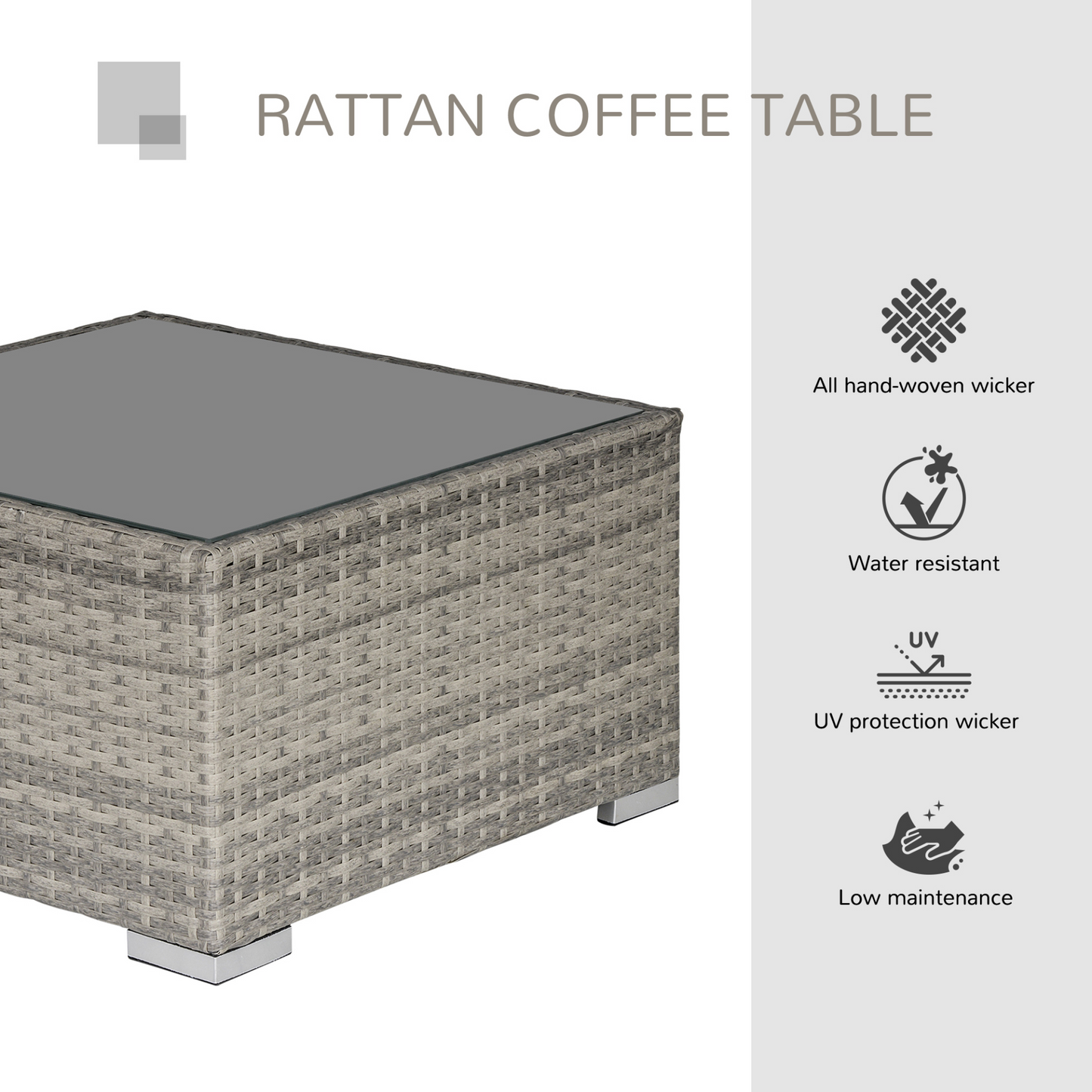 Grey Rattan Coffee Table