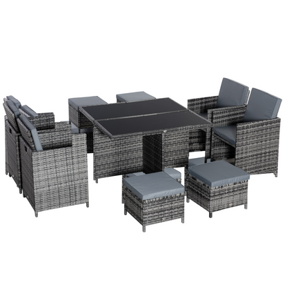 9PC Grey Rattan Garden Furniture Set