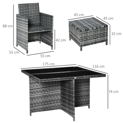 9PC Grey Rattan Garden Furniture Set