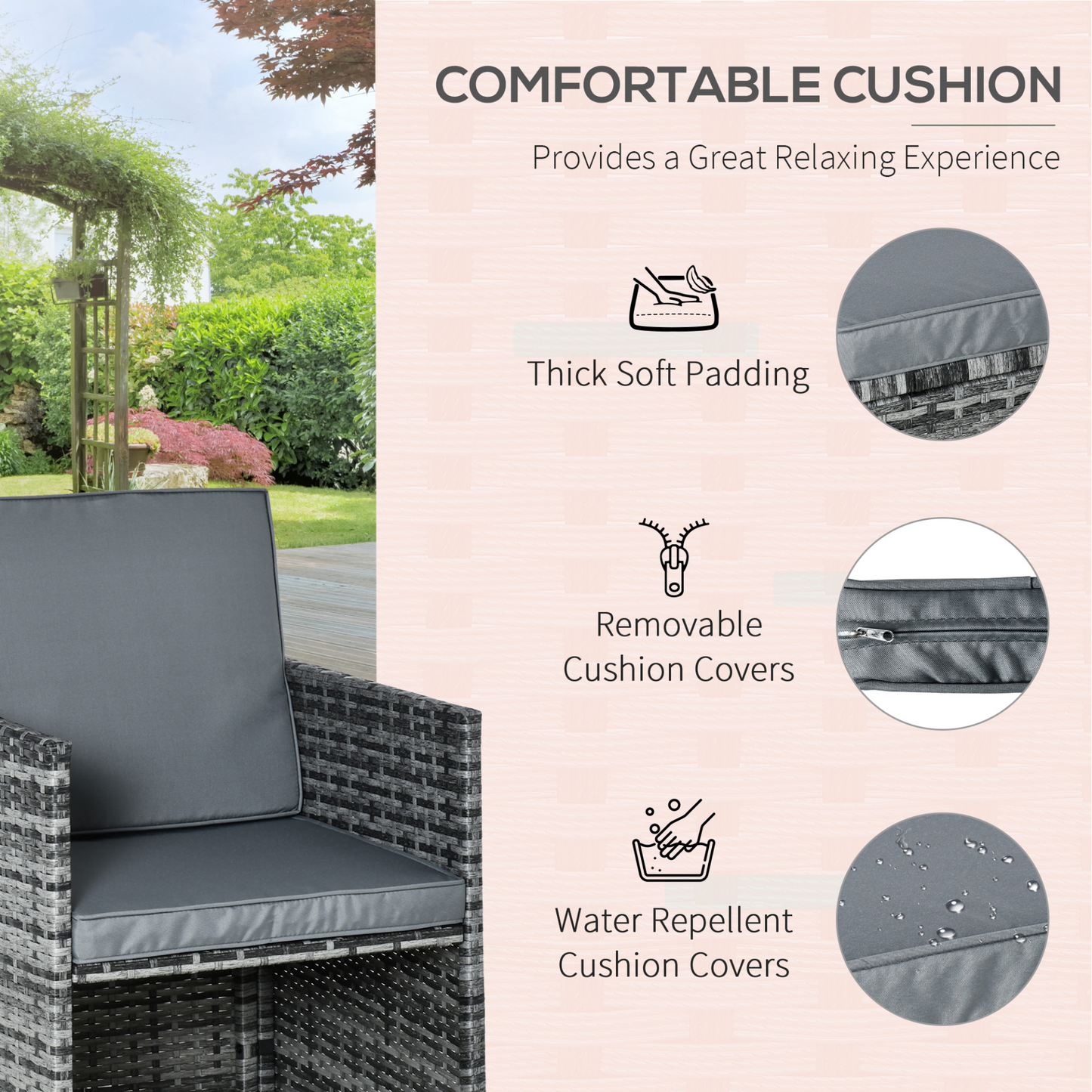 9PC Grey Rattan Garden Furniture Set