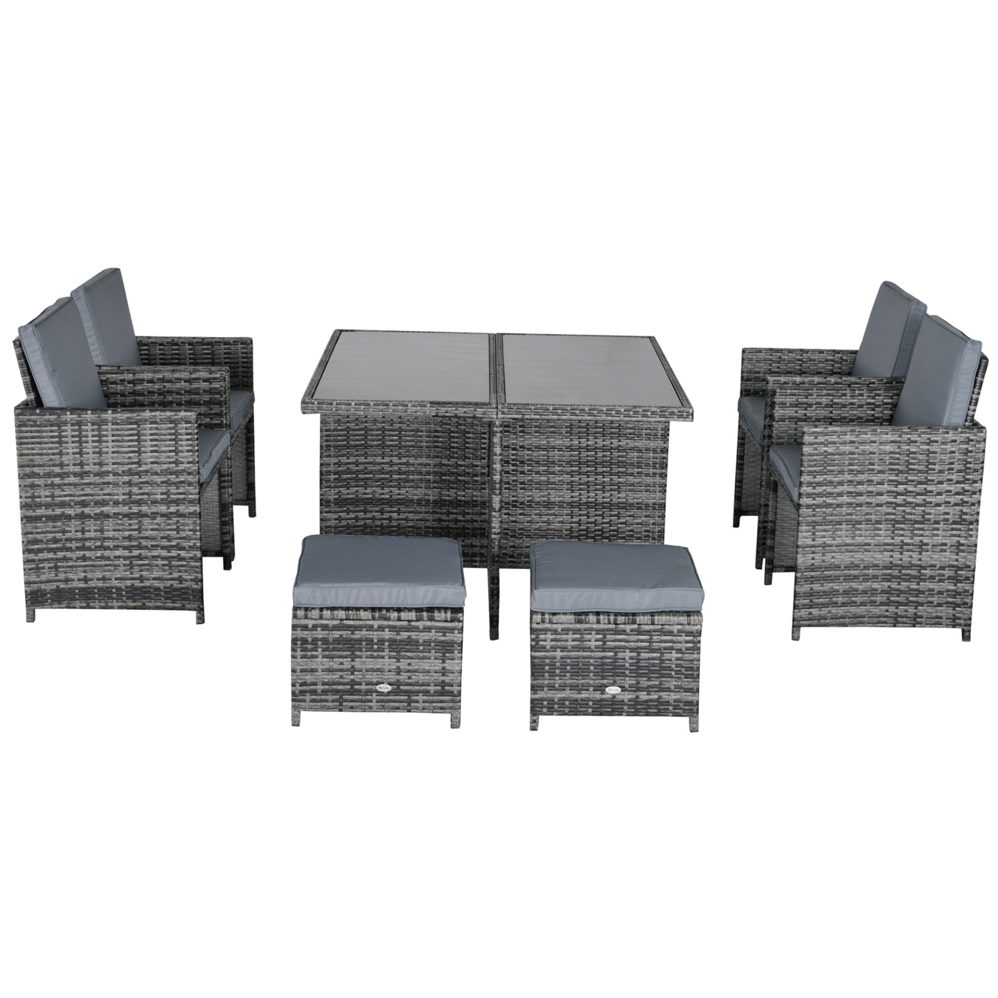 9PC Grey Rattan Garden Furniture Set