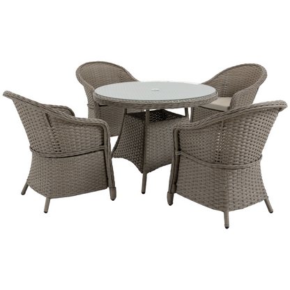 Mixed Grey 5 Pieces Outdoor Rattan Dining Set