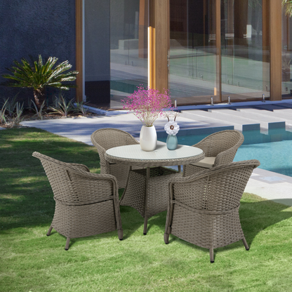 Mixed Grey 5 Pieces Outdoor Rattan Dining Set