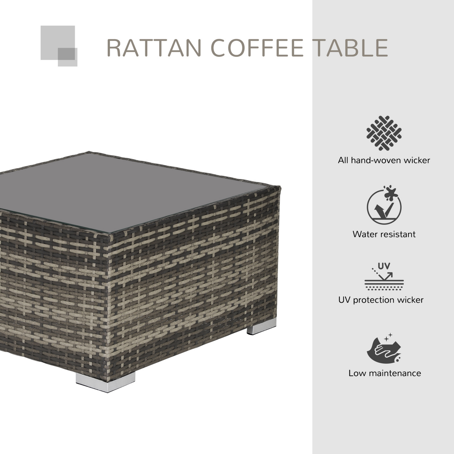 Deep Grey Patio Rattan Coffee Table