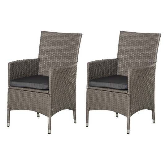 2 PCs Grey Outdoor Rattan Armchair