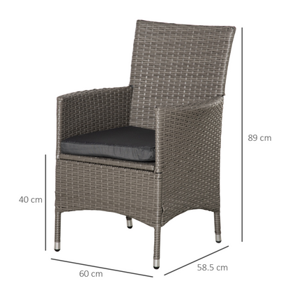 2 PCs Grey Outdoor Rattan Armchair