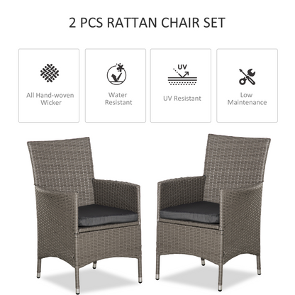 2 PCs Grey Outdoor Rattan Armchair